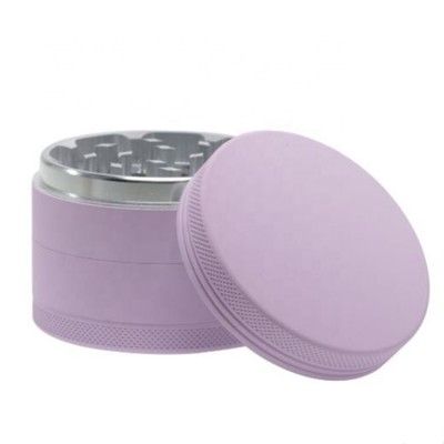 Matte purple aluminum herb grinder 2.5 inches 4 parts silver teeth