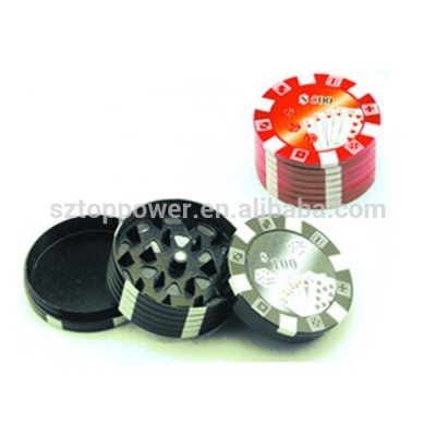 poker chip design metal herb grinder